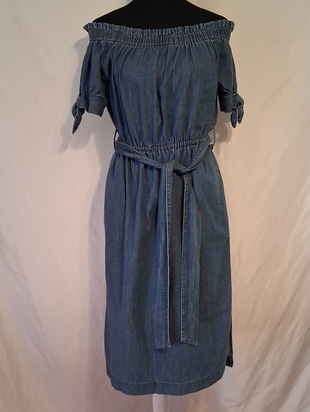 J. Crew Chambray Off the Shoulder Midi Dress Size 4 - Picture 9 of 9